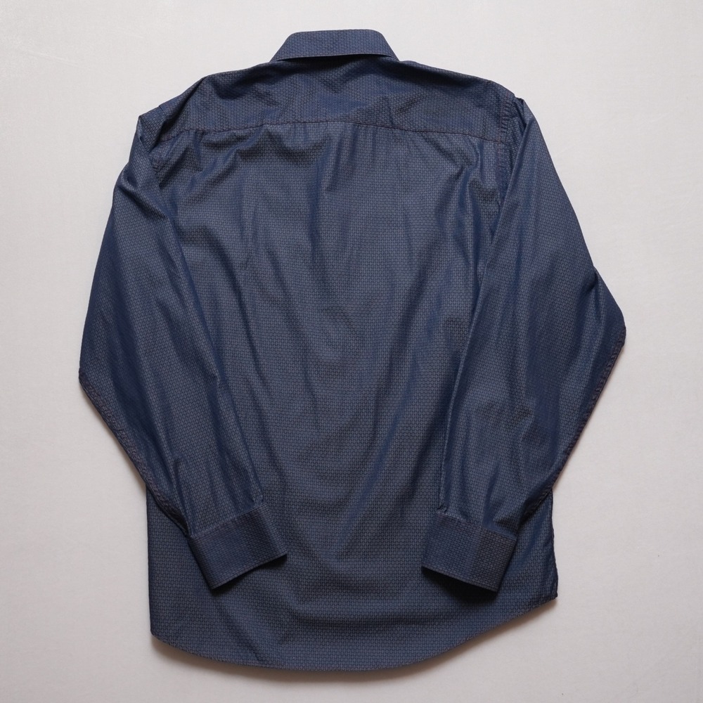 Bugatchi Button Up Mens XL Blue Geometric Long Sleeve Classic Fit Shirt - Picture 14 of 16